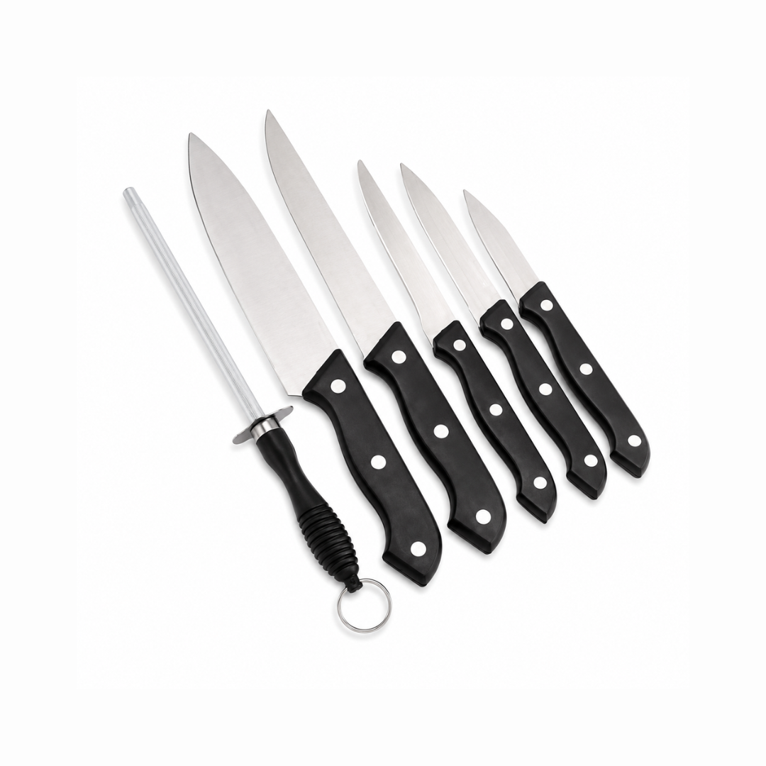 7 Cuchillos Para Cocina Con Tabla de Corte (Set De 7 Piezas)