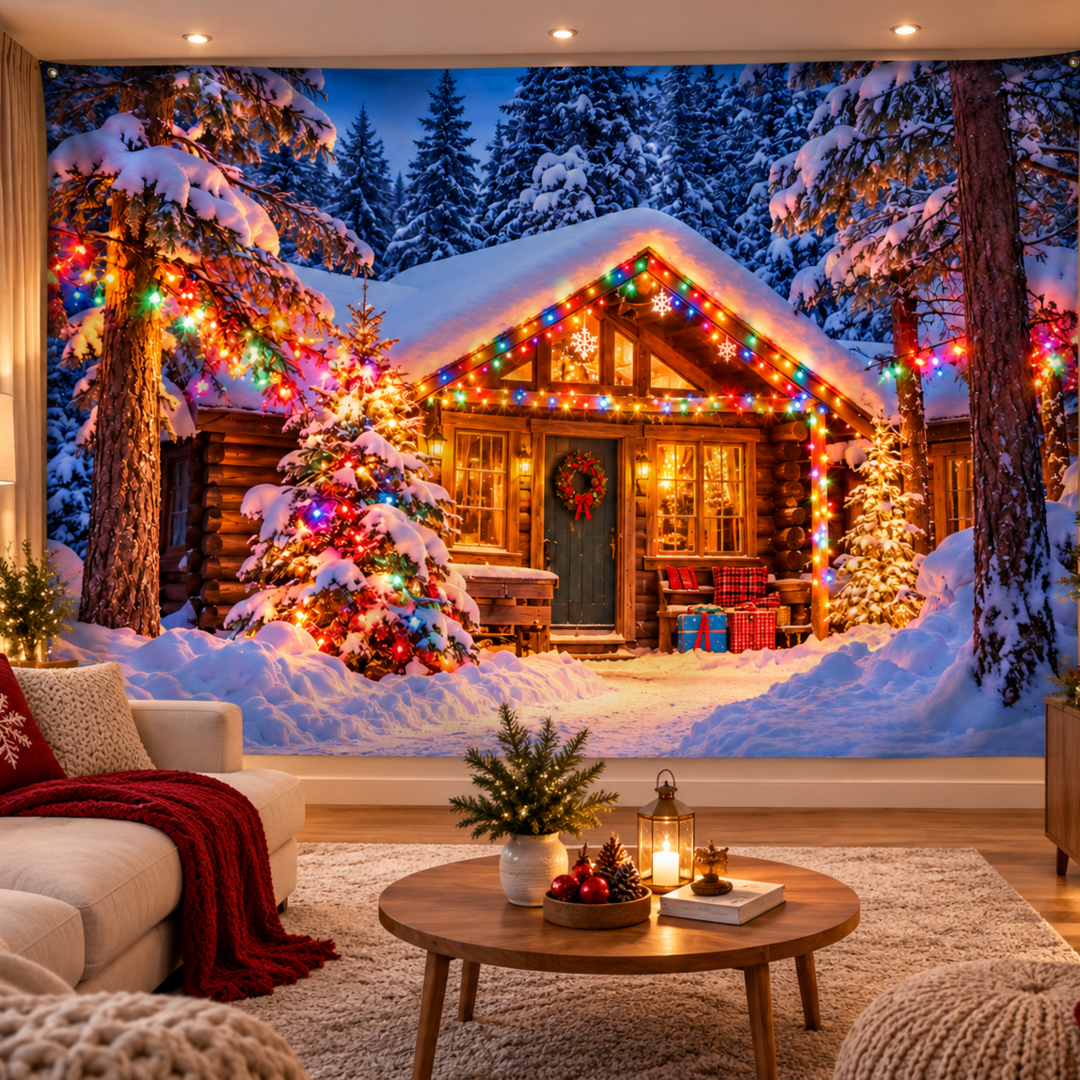 Telón Navidad Cabaña