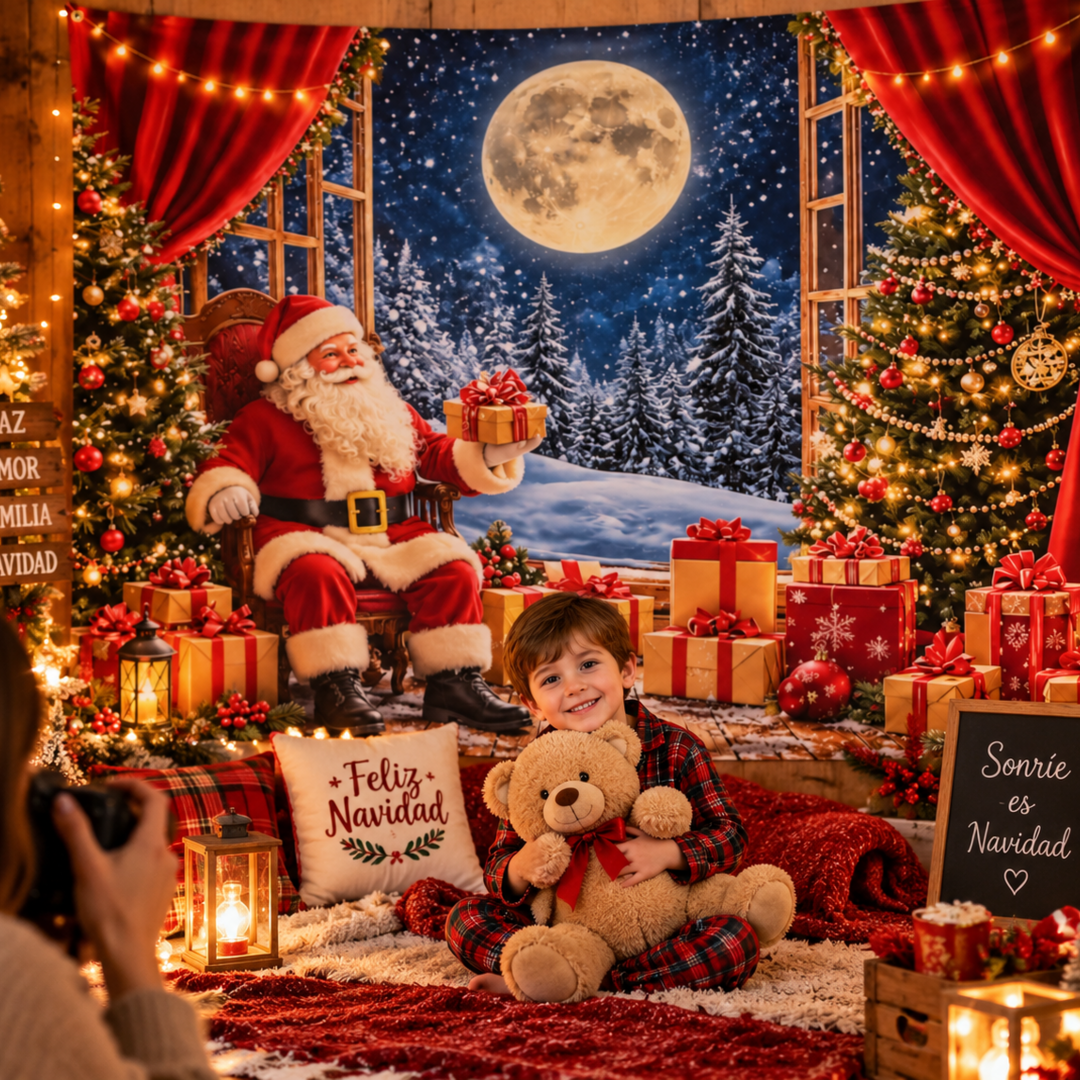 Telón Navideño Santa bajo la Luna