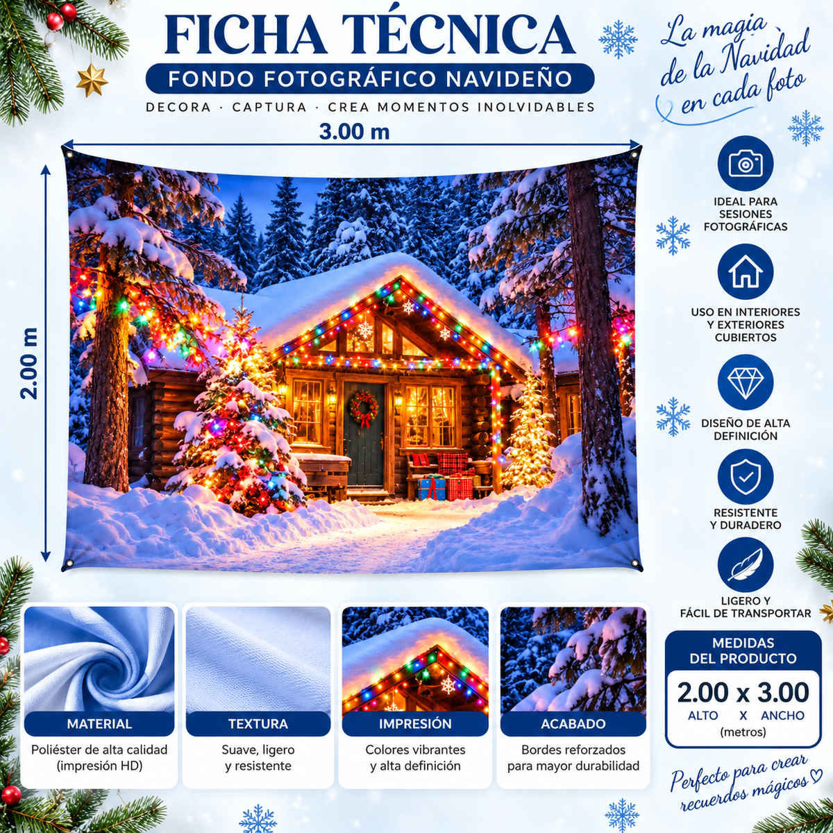 Telón Navidad Cabaña