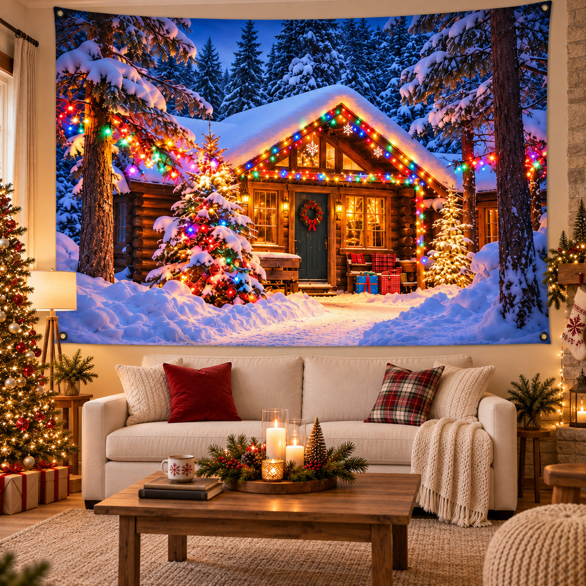 Telón Navidad Cabaña
