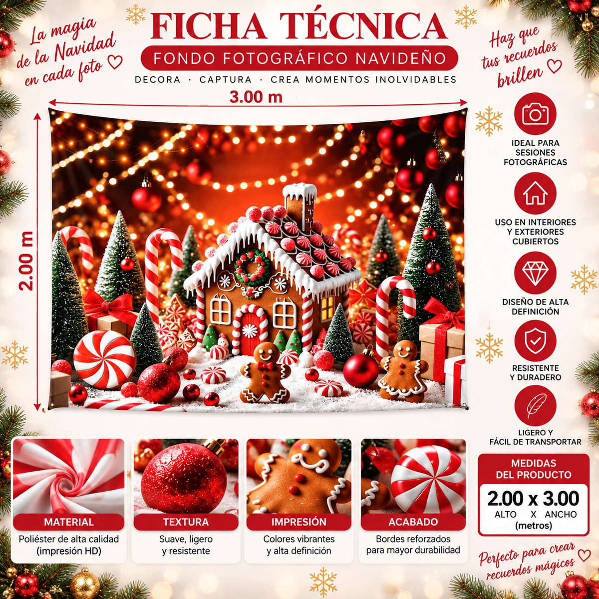 Telón Navideño Casa de Jengibre