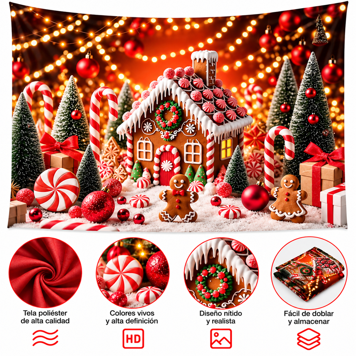 Telón Navideño Casa de Jengibre