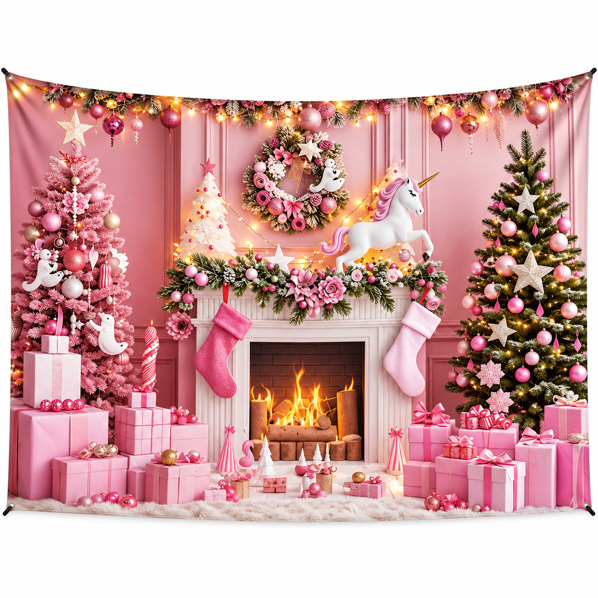 Telón Navideño Rosa