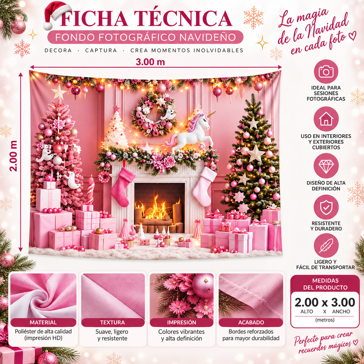 Telón Navideño Rosa