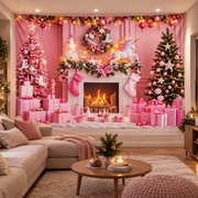 Telón Navideño Rosa