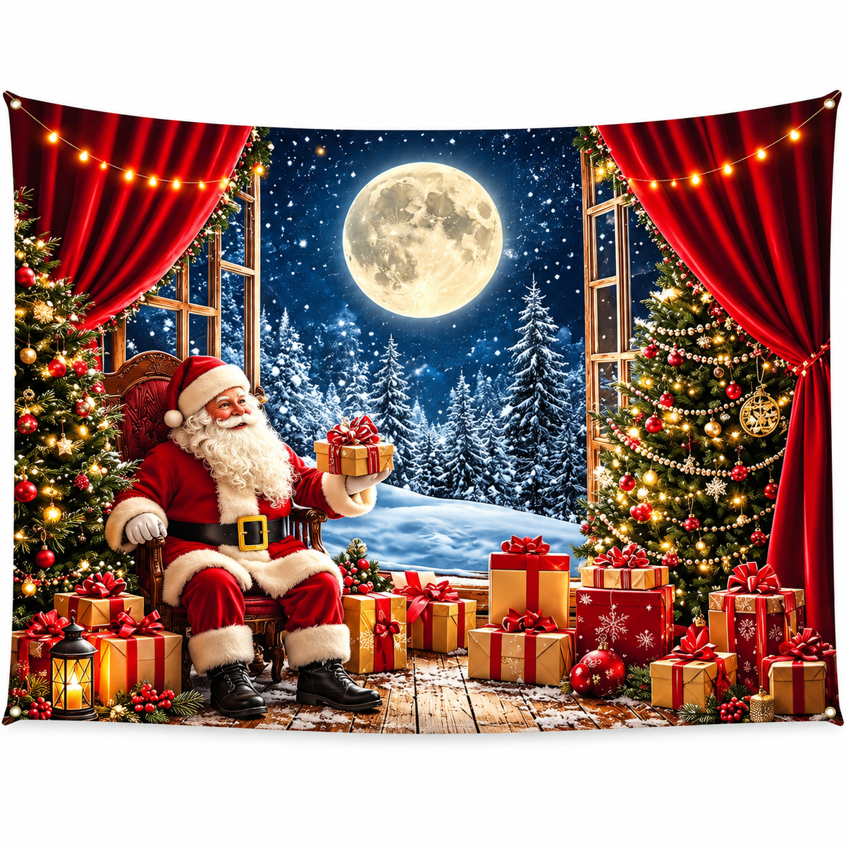 Telón Navideño Santa bajo la Luna