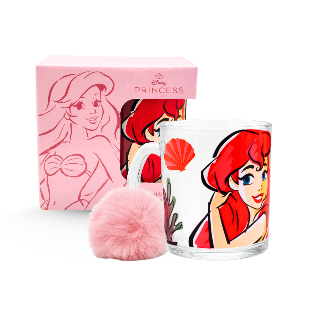 Taza Transparente con Llavero Personajes de Disney