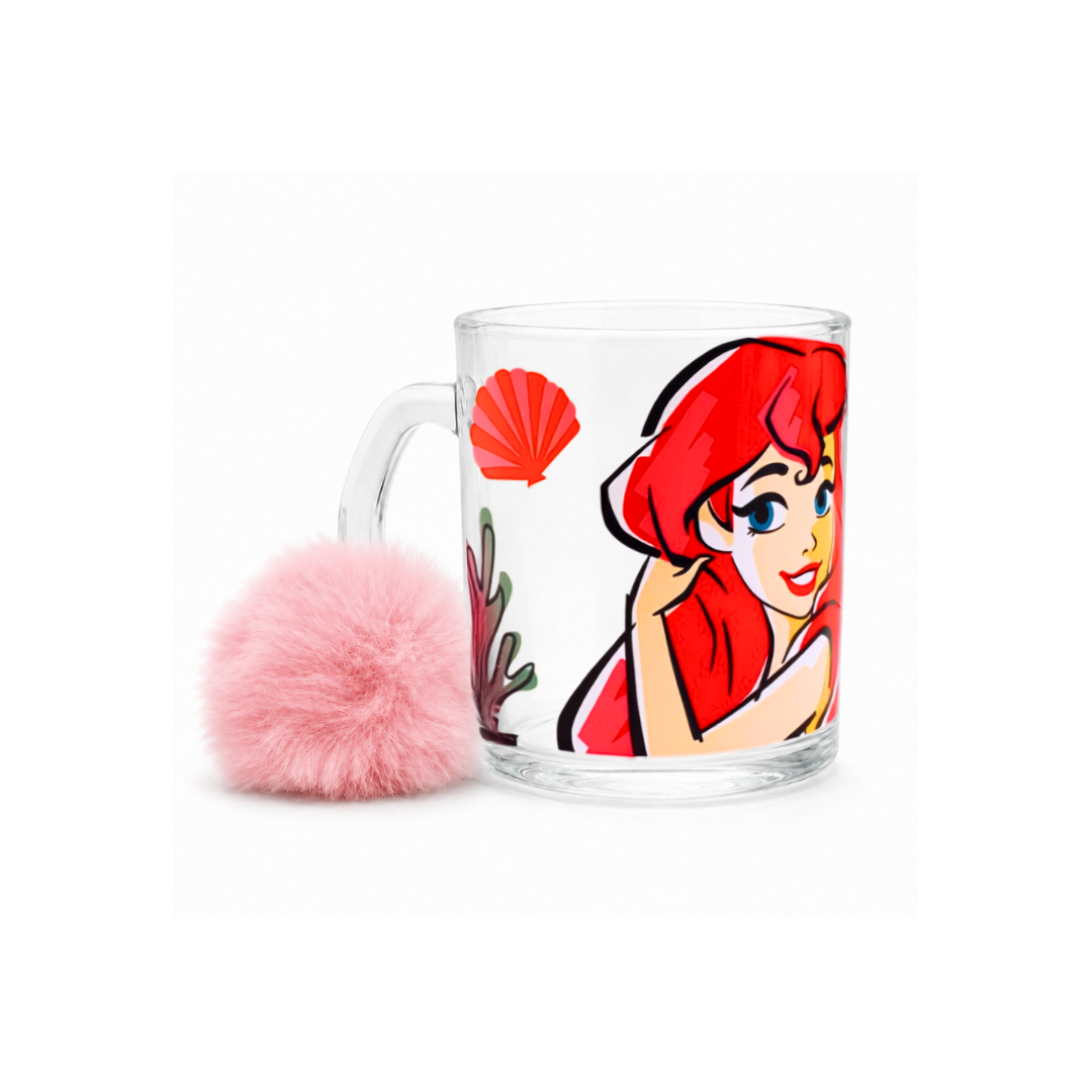 Taza Transparente con Llavero Personajes de Disney