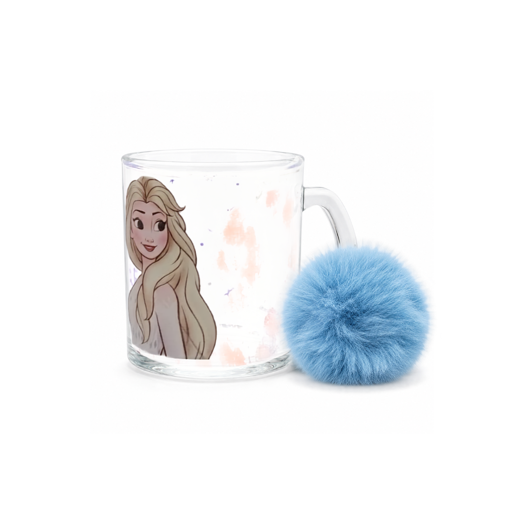 Taza Transparente con Llavero Personajes de Disney