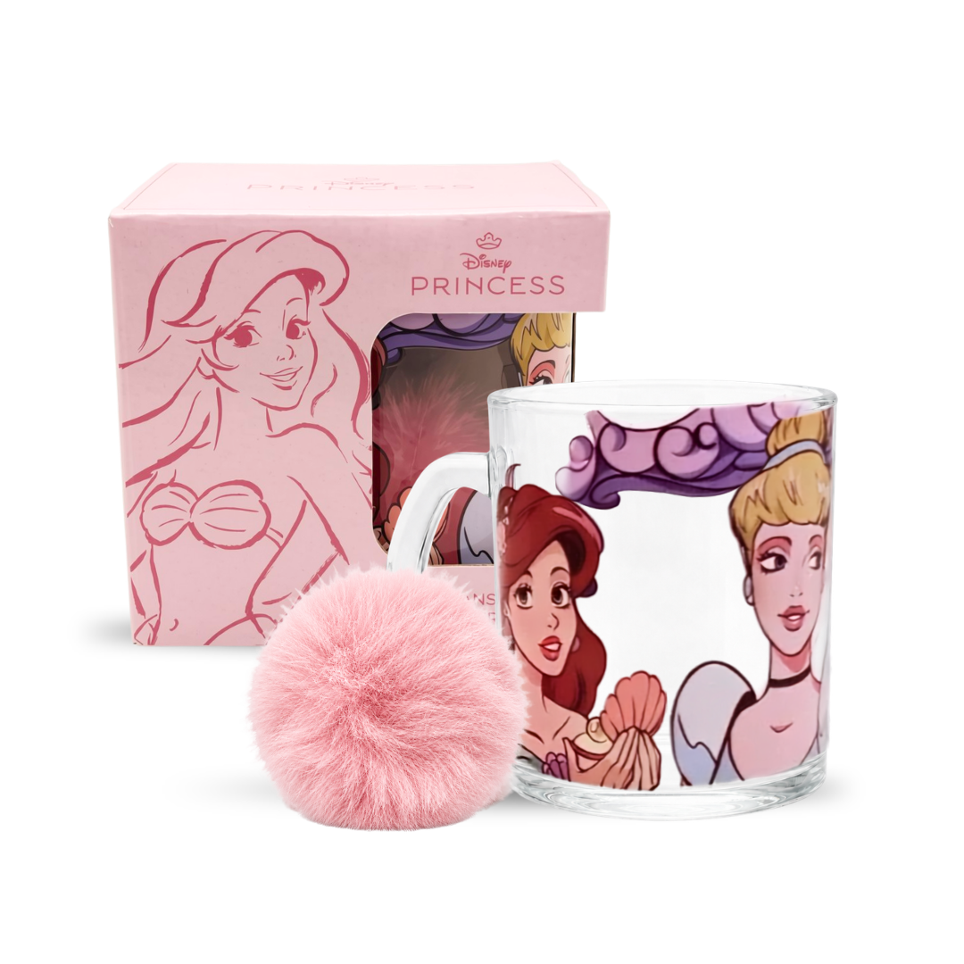 Taza Transparente con Llavero Personajes de Disney