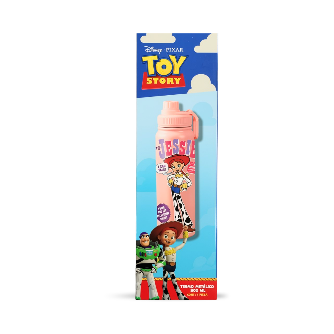 Termo metálico de 800 ml en diseños de Mickey, Minnie, Jessie y Spider-Man.