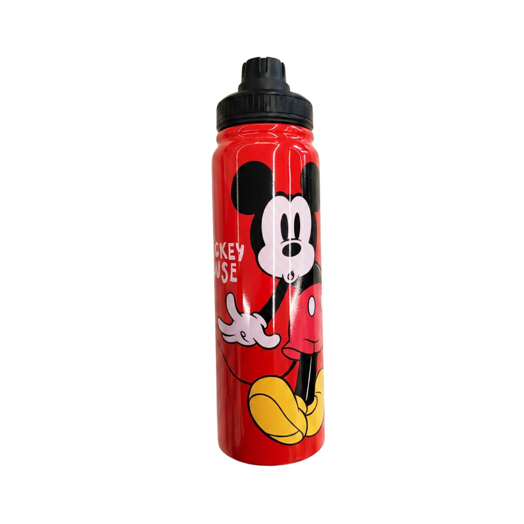 Termo metálico de 800 ml en diseños de Mickey, Minnie, Jessie y Spider-Man.