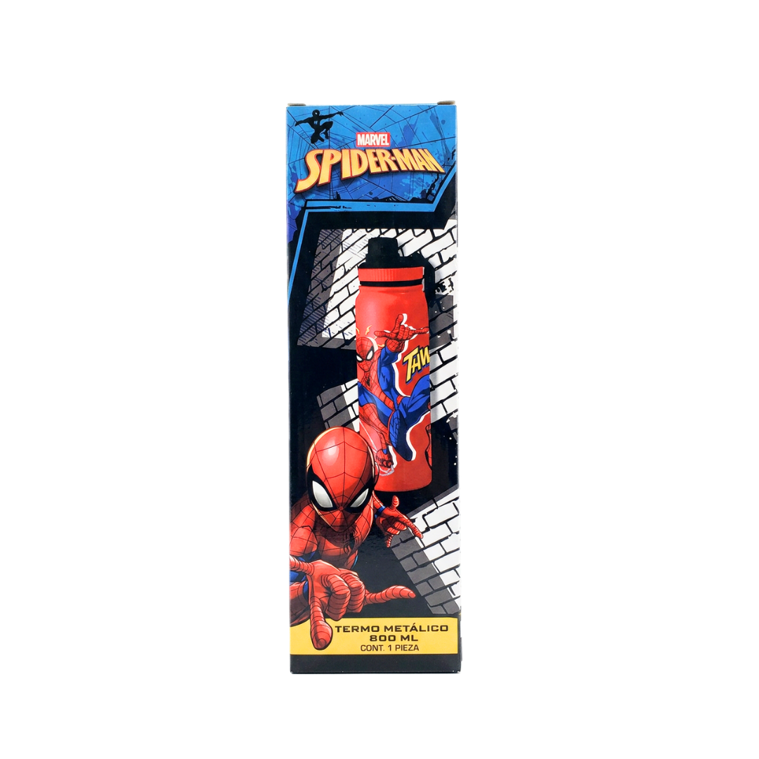 Termo metálico de 800 ml en diseños de Mickey, Minnie, Jessie y Spider-Man.