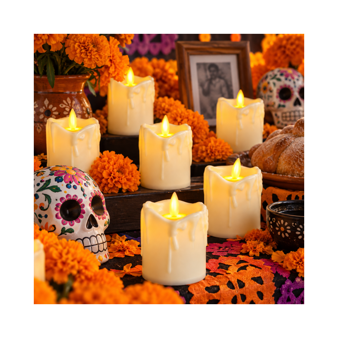 Kit Ofrenda: Mantel, Guirnalda, Velas, Farol y Funda Para Puerta
