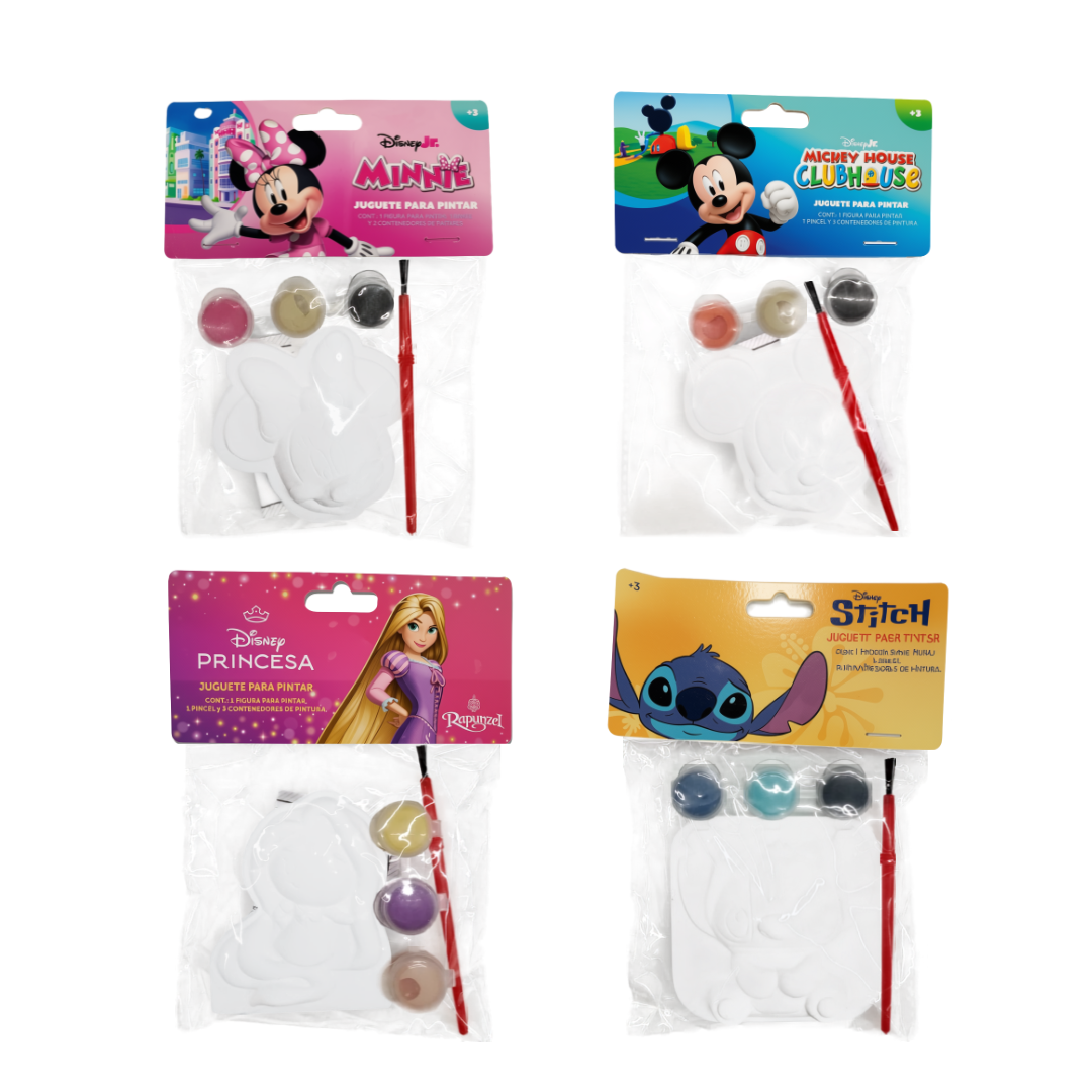 Figura Disney de Yeso para Pintar con Pincel y 3 Pinturas