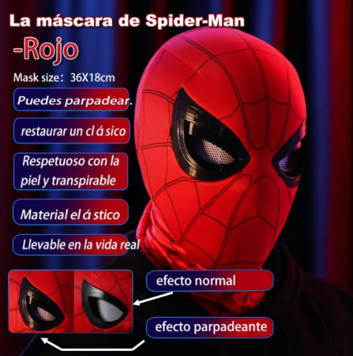 Máscara De Spider-Man Ojos Movibles Para Cosplay